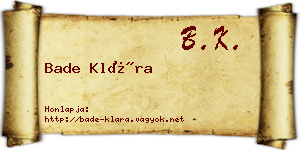 Bade Klára névjegykártya